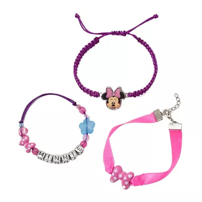 Disney Minnie Mouse Girls 3pc Purple-Pink Bracelet Jewelry Set • $12.04