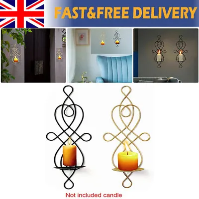 Iron Wall Hanging Candle Holder Wall Sconces Decor Wall Mounting Candlestick UK • £10.29