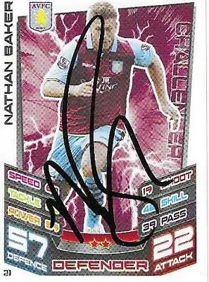 Nathan Baker Signed Aston Villa Match Attax 2012/13 Red Back Card • £1.50