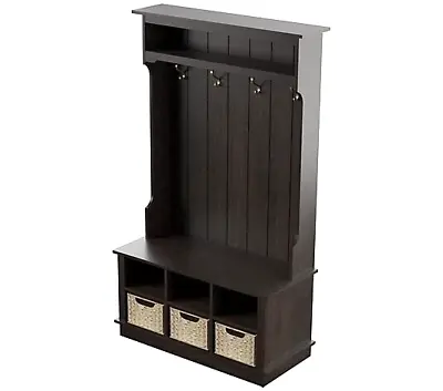 Twin Star Hall Tree 3 Storage Compartments Midnight Cherry 40 W X 15.5 D X 67 H • $140