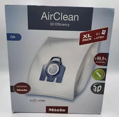 Genuine Miele AirClean XL Pack 3D Type GN Vacuum Cleaner Bags 8 Bags & 4 Filters • $28.98