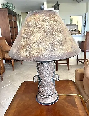 Maitland Smith Brass & Leather Elephant Table Lamp With Real Elephant Hide Shade • $995