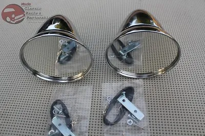 GT Talbot Shelby British Style Fender Door Mounted Race Racing Mirrors Chrome • $131.69