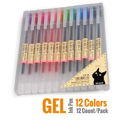 12 Ct Colorful Gel Pens 0.5mm BallPoint Pen Fine Point Japanese School Supplies • $16.99