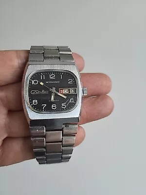 Slava Tank  Original Vintage Soviet AUTOMATIC Watch 1970s-1980 Serviced  !!! • $79