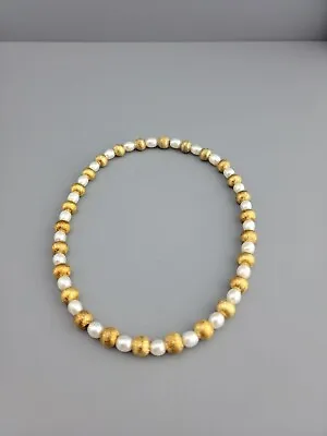  Veronese  925 Sterling Silver Bonded 18KGold Pearl/Gold Necklace • $59.99
