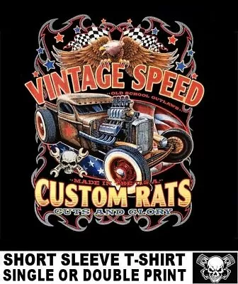 Vintage Speed Outlaw Custom Hot Street Rat Rod Hemi Truck Skull Car T-shirt W545 • $22.99