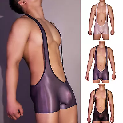 Mens Sleeveless Thong Leotard Bodysuit One Piece Wrestling Singlet Undershirt • £16.79