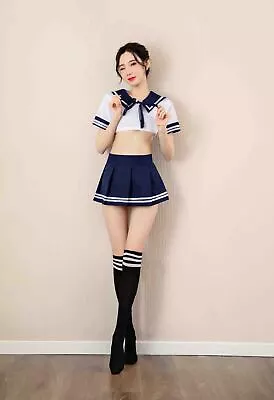 School Girl Sexy Womens Cosplay Sailor Outfit Fancy Dress Costume Naughty • £17.79