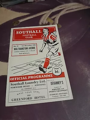 Southall V Walthamstow Avenue (London Cup) Programme 3rd Dec 1955 • £2.75