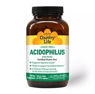 Country Life Dairy Free Acidophilus With Pectin 250 VegCap • $29.86