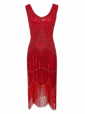 $34.14 • Buy 1920s Flapper Dress Great Gatsby Charleston Sequins Beaded Fringe Fancy Dress AU