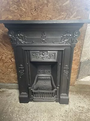 Restored Antique Cast Iron Edwardian Art Nouveau Fireplace Small Bedroom • £250