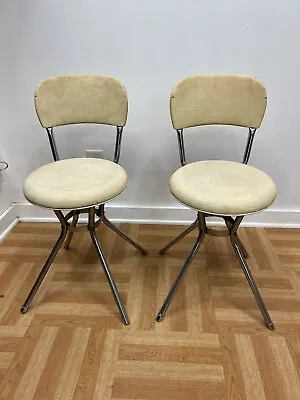 Vintage COSCO STOOL PAIR Chrome Swivel Chair Mid Century Modern Round 50s Metal • $69.99