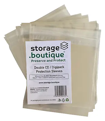 Storage.boutique DOUBLE CD / DIGIPACK Protection SleevesArchive Std Size 4 50 • £5.99