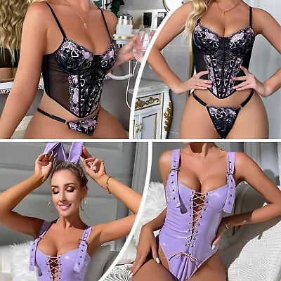 Valentine Purple Sexy Cosplay Costume Outfit Lingerie Underwear Nightwear Teddy • $14.81