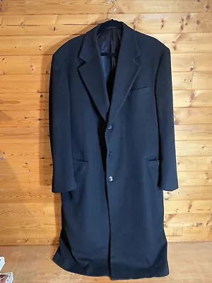 Vintage Bill Blass Men's 44L Black A Touch Of Cashmere Long Overcoat • $79.99