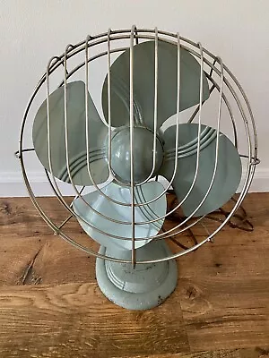 Vintage 50s Dominion Fan Oscillating Cast Iron Tear Drop Base Art Deco • $34.50