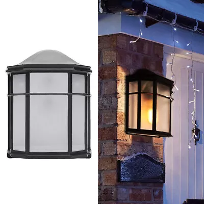 Traditional Outdoor Garden Wall Light Lantern Coach Lighting Vintage Glass Lamp • £18.95