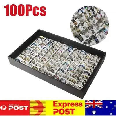 $29.99 • Buy New 100pcs Mix Stainless Steel Finger Rings Wholesale Bulk Lot Rings DIY Set AU