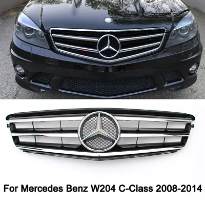 Black Sport Style Grille W/Emblem For Mercedes-Benz W204 C250 C300 C350 2008-14 • $63.35