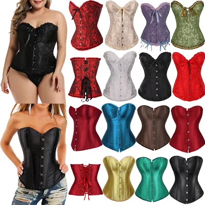 Women Sexy Lace Up Corset Overbust Bustier Steampunk Waist Training Tops Fashion • $3.75