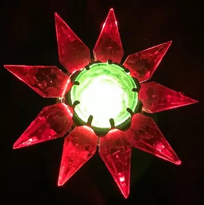 Vintage C6 Matchless Star Christmas Light Bulb - Green Jewel/red Crystal Points • $48