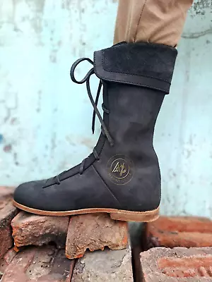 Medieval Gladiator Boots Genuine Leather Boots Mens Boots | Sca Larp Mens Shoes • $129