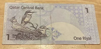 Rare 2008 QATAR Central Bank 1/one RIYAL Circulated NOTE BIRD/NEST Bill/money • $15