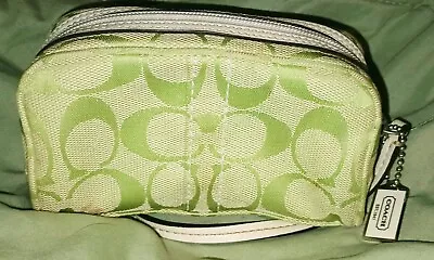 Cute Vintage Coach Lime Green Jacquard Travel Pouch Wristlet  • $25