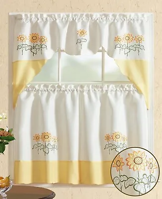 All American Collection Embroidered 3pc Kitchen Curtain Set • $23.99