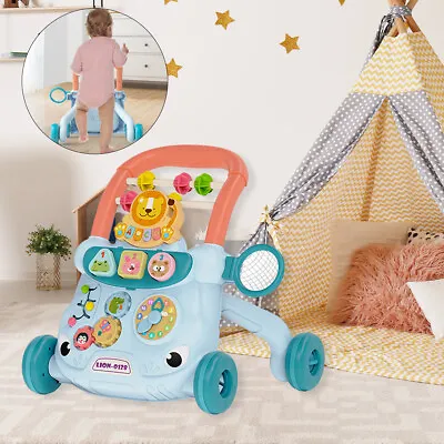 Baby Walker Early Education Learning Walking Pushing Wheel Activity Musical Toy • £24.89