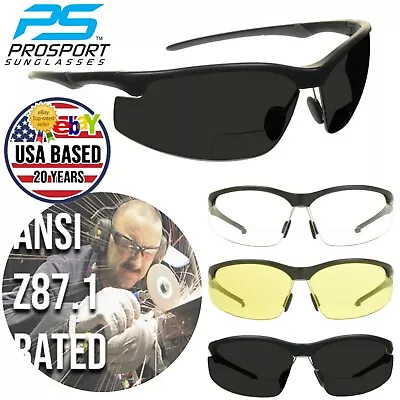 ANSI Z87 Bifocal Safety Sunglass Readers Men Women Sport Adjustable Nose Piece • $13.95