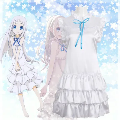 NEW Anohana Honma Meiko Menma Cosplay Fancy Dress Girls Costume White Dress • $39.60