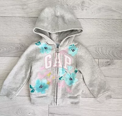Baby Girl Toddler Gap Floral Detailing Hoodie Jacket Size 18-24 Months • £8.50
