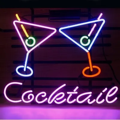 Cocktail Cocktails Martini Bar 17 X14  Neon Light Lamp Sign Beer Decor Club Open • $99.99