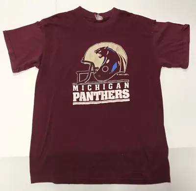 Vintage 1982 USFL Michigan Panthers Football Men's T-Shirt Maroon • $31.96