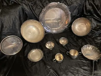 Vintage Sterling Silver Plate Mixed Serving Dish Platter And Bowl Lot • $0.01
