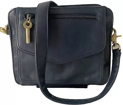 Vittoria Leather Crossbody Shoulder Bag Blue 80 90s Purse Classic Vintage • $28.50