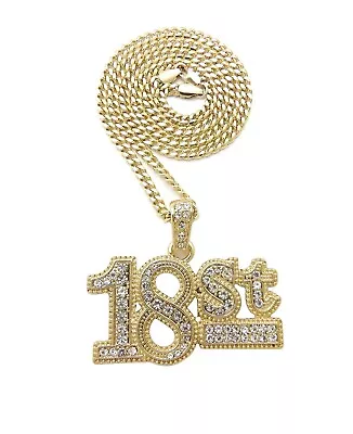 NEW ICE BLING MEEK MILL 18st PIECE WITH 3mm CUBAN CHAIN • $19.99