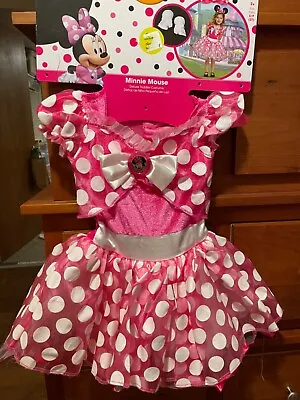 NWT - Disney Minnie Mouse Pink Polka Dot Costume Dress Toddler Girls 2T • $15.99