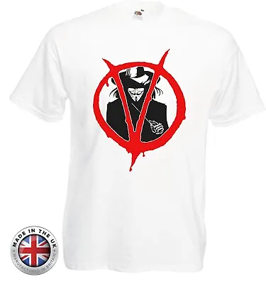 V For Vendetta Revolution Anonymous White Printed T Shirt • $16.80