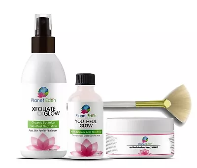 Glycolic Acid Chemical Skin Peel Kit + Peel Neutralizer + Recovery Cream + BRUSH • $33.50