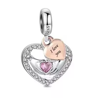 $29.99 • Buy S925 Silver & Rose Gold I Love You Heart Charm Pendant By YOUnique Designs