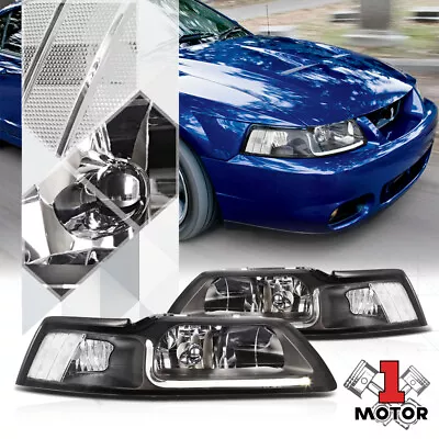 Black Housing Headlight LED DRL Clear Signal Reflector For 99-04 Ford Mustang • $118.89