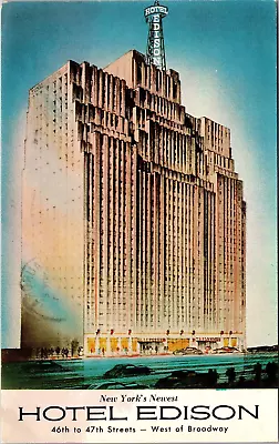 New York City Hotel Edison Broadway Milton Kramer President Chrome Postcard 6S • $5.07