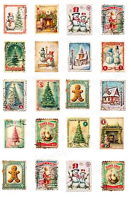 Christmas Vintage Stamps Muffin Pad Decorative Gingerbread Cookies Edible Retro • £6.75