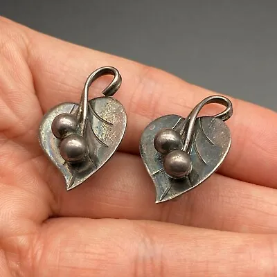 Vintage Georg Jensen USA Hand Wrought 112 Sterling Silver Screw Back Earrings • $245