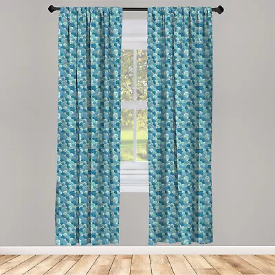 Nautical Curtains 2 Panel Set Waves In The Ocean Doodle • £19.99