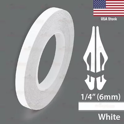 WHITE 6mm 1/4  Roll Pin Stripe PinStriping Solid Line Tape Vinyl Car MC STICKER • $8.21